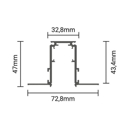 Süllyeszthető mágneses sín R20 48V 2 méter fekete