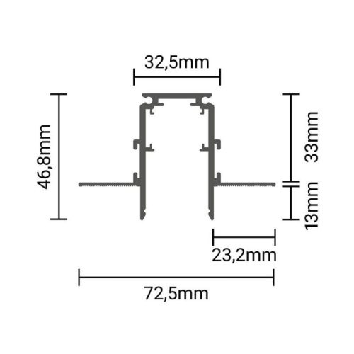 Beépíthető mágneses sín R20 48V 1,5 méter fekete V2