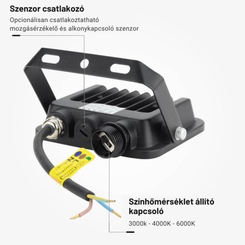 20W-os CCT LED reflektor IP65 védelemmel, mozgásérzékelővel bővíthető