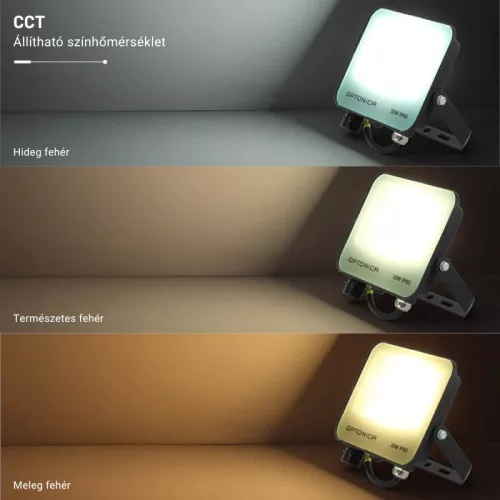 30W-os CCT LED reflektor IP65 védelemmel, mozgásérzékelővel bővíthető