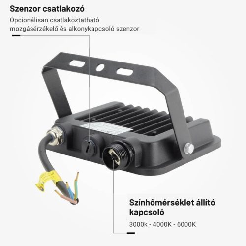 30W-os CCT LED reflektor IP65 védelemmel, mozgásérzékelővel bővíthető