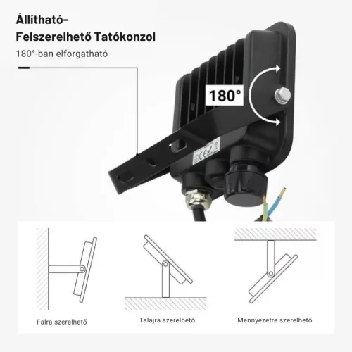 30W-os CCT LED reflektor IP65 védelemmel, mozgásérzékelővel bővíthető