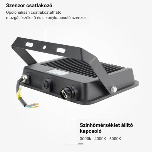 30W-os CCT LED reflektor IP65 védelemmel, mozgásérzékelővel bővíthető