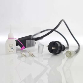 Csatlakozó szett 230V-os 2-eres LED fénytömlőhöz, 1.5m tápkábellel és toldó elemmel