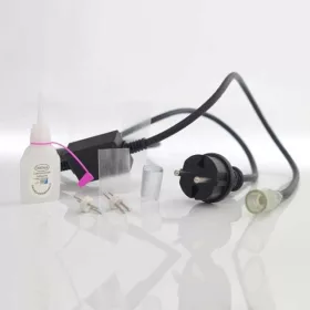 Csatlakozó szett 230V-os 2-eres LED fénytömlőhöz, 1.5m tápkábellel és toldó elemmel