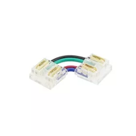 L-alakú, fogóval könnyen rögzíthető saroktoldó csatlakozó 10mm széles színváltós RGB COB LED szalagokhoz