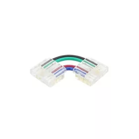 L-alakú, fogóval könnyen rögzíthető saroktoldó csatlakozó 10mm széles színváltós RGB COB LED szalagokhoz