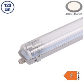   Por-és páramentes fénycső armatúra 2x120cm LED fénycsővel T8 36W 3200lm 4500K IP65