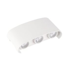   Optonica LED fali lámpa 6 lencse, 6W meleg fényű, alumínium, fehér