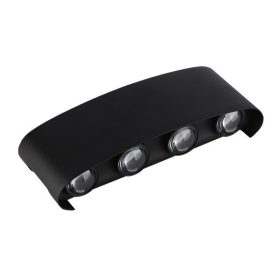   Optonica LED fali lámpa 8 lencse, 8W meleg fényű, alumínium, fekete