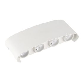   Optonica LED fali lámpa 8 lencse, 8W meleg fényű, alumínium, fehér