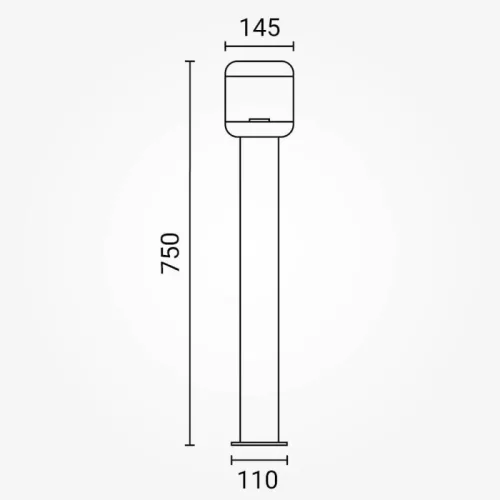 Modern fekete, 75 cm magas poller lámpa E27 foglalattal, nagyobb kerti utakhoz.