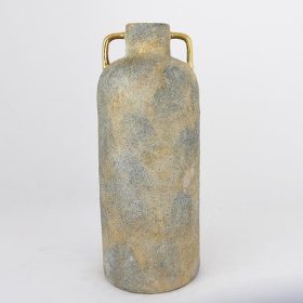   Kerámia Váza (16x16x40,5cm) – Elegáns Szürke-Arany Design, Modern Díszváza