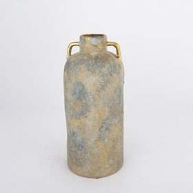 Eurolamp ESTHETI kerámia váza elegáns szürke-arany színben, modern lakásdekoráció