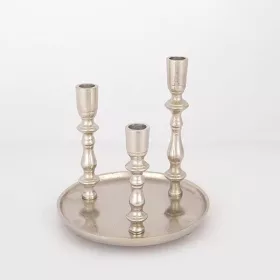 Eurolamp ESTHETI fém gyertyatartó 3 gyertyahellyel, elegáns ezüst színben, modern designnal.