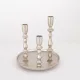 Eurolamp ESTHETI fém gyertyatartó 3 gyertyahellyel, elegáns ezüst színben, modern designnal.