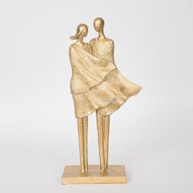 Eurolamp ESTHETI "Ölelkező Pár" dekorszobor elegáns arany színben, a szerelem és egység modern szimbóluma.