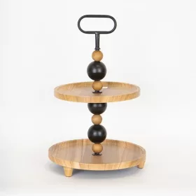 Eurolamp ESTHETI desszerttorony 2 szinttel, fa és fém kombinációban, elegáns fekete designnal.