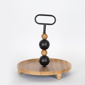 Eurolamp ESTHETI desszerttorony 1 szinttel, fa és fém kombinációban, elegáns fekete designnal.