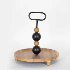 Eurolamp ESTHETI desszerttorony 1 szinttel, fa és fém kombinációban, elegáns fekete designnal.