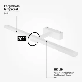Fali tükörmegvilágító fürdőszoba lámpa 60cm 4000K 14W fehér