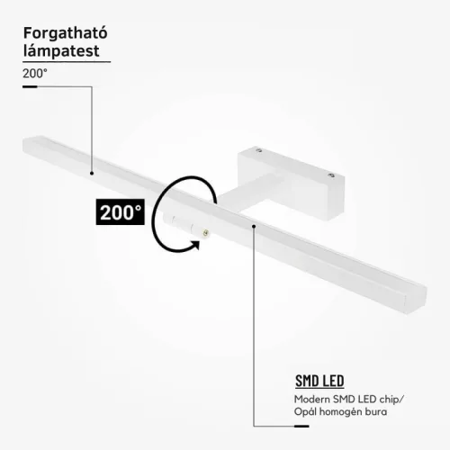 Fali tükörmegvilágító fürdőszoba lámpa 60cm 4000K 14W fehér