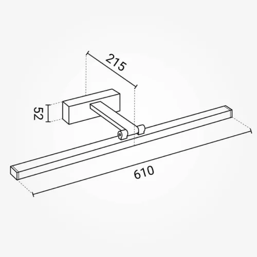 Fali tükörmegvilágító fürdőszoba lámpa 60cm 3000K 14W fekete