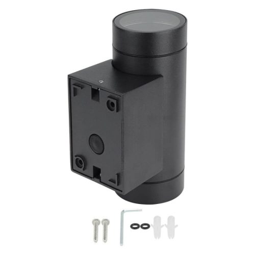 Modern, fekete, alumínium, fel-le világító fali lámpa két GU10 foglalattal