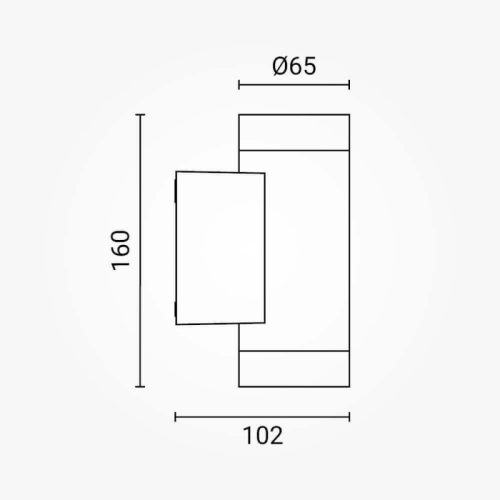 Modern, fekete, alumínium, fel-le világító fali lámpa két GU10 foglalattal