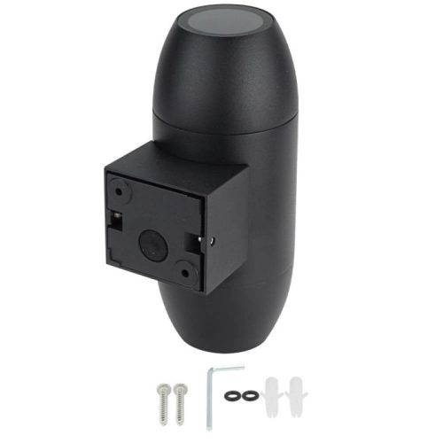 Modern, fekete, ovális ("szivar alakú"), fel-le világító fali lámpa két GU10 foglalattal