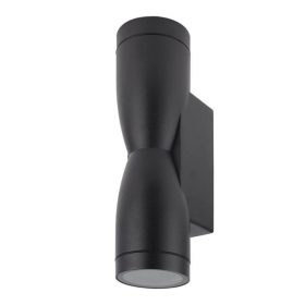 Modern, fekete, homokóra formájú, fel-le világító fali lámpa két GU10 foglalattal