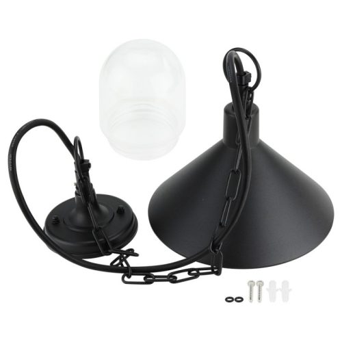 Modern, fekete, E27 foglalatos, IP44-es védett kültéri/beltéri függőlámpa