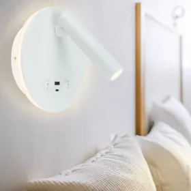   LED Fali Spotlámpa háttérvilágítással, 8W, 40°, kapcsolóval, 2xUSB porttal, fehér, természetes fehér fény