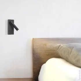   LED Fali Spotlámpa, 2W, 38°, kapcsolóval, 2xUSB porttal, fekete, meleg fehér fény