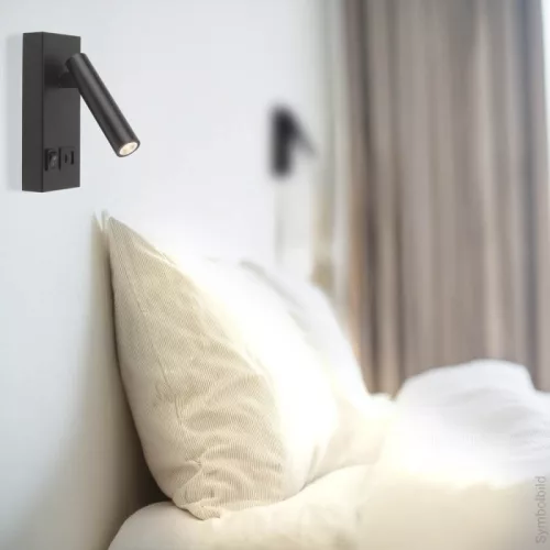 LED Fali Spotlámpa – 2W, 38° sugárzási szög, kapcsolóval és 2 USB-porttal​