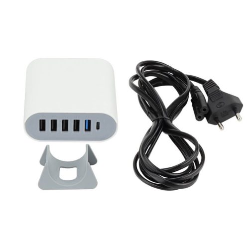 6 Portos Töltőállomás (USB-C/USB-A) – A Családi Töltő Központ