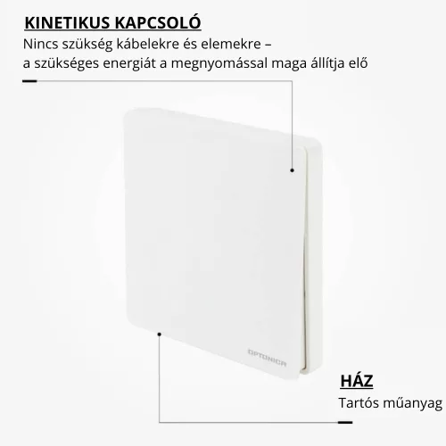 Optonica 7651 433 MHz-es vezeték nélküli rádiós fali kapcsoló szett 600W-os vezérlővel és IP44-es fehér kapcsolóval