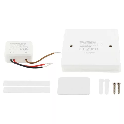 Optonica 7651 433 MHz-es vezeték nélküli rádiós fali kapcsoló szett 600W-os vezérlővel és IP44-es fehér kapcsolóval