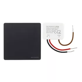 Optonica 7652 433 MHz-es vezeték nélküli rádiós fali kapcsoló szett 600W-os vezérlővel és IP44-es fekete kapcsolóval