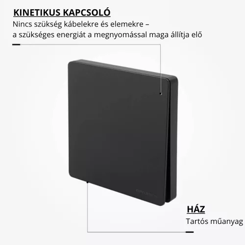 Optonica 7652 433 MHz-es vezeték nélküli rádiós fali kapcsoló szett 600W-os vezérlővel és IP44-es fekete kapcsolóval