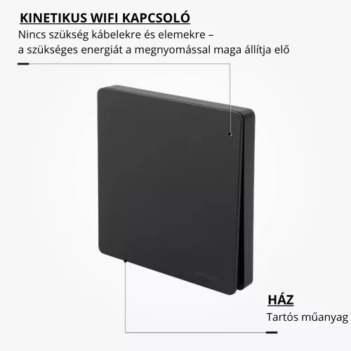 Optonica 7656 Tuya WiFi és 433 MHz RF vezeték nélküli dimmelhető okos fali kapcsoló szett 150W-os vezérlővel, fekete színben