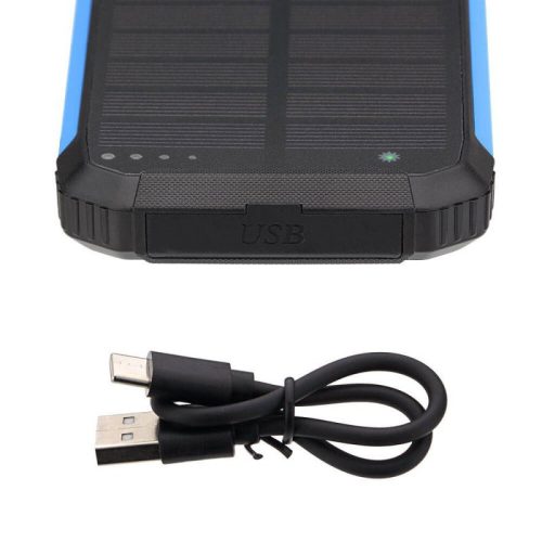 Napelemes power bank, 10000mAh, LED lámpával