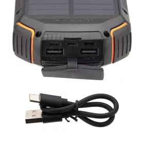 Napelemes power bank, 20000mAh, LED lámpával
