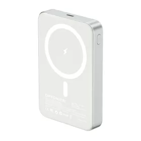 Kompakt ezüst színű 10000 mAh mágneses vezeték nélküli powerbank 20W USB-C gyorstöltő csatlakozóval