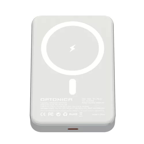 Kompakt ezüst színű 10000 mAh mágneses vezeték nélküli powerbank 20W USB-C gyorstöltő csatlakozóval