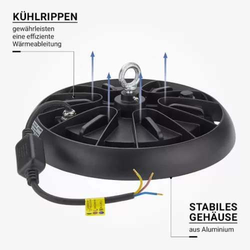 Optonica 150W-os hideg fehér LED UFO csarnokvilágító lámpa 6000K IP65 15000 lumen