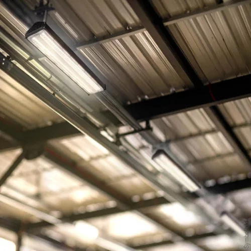 100W-os, lineáris, IP65 és IK08 védettségű LED ipari csarnokvilágító lámpatest, természetes fényű