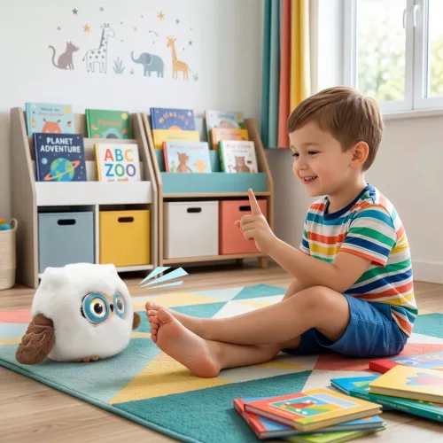 TESLA Bambino Buddy interaktív, magyarul beszélő okos plüssbagoly gyerekeknek