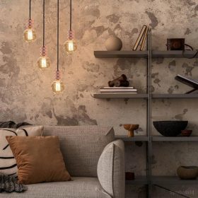 Vintage réz függőlámpa E27 1,1 méter