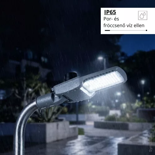 Optonica szürke 50W LED utcai lámpa állítható dőlésszöggel és NEMA szenzor foglalattal
